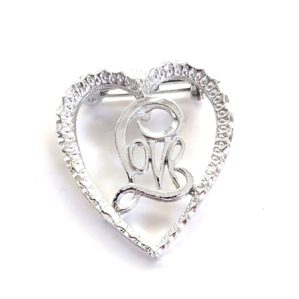Vintage Gerry's Silver Tone Love Heart Romantic Valentine's Day Brooch